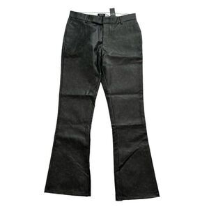 BoohooMAN Black Pants Split Hem Pu Tailored Flared Pants Black Men’s Size 32
